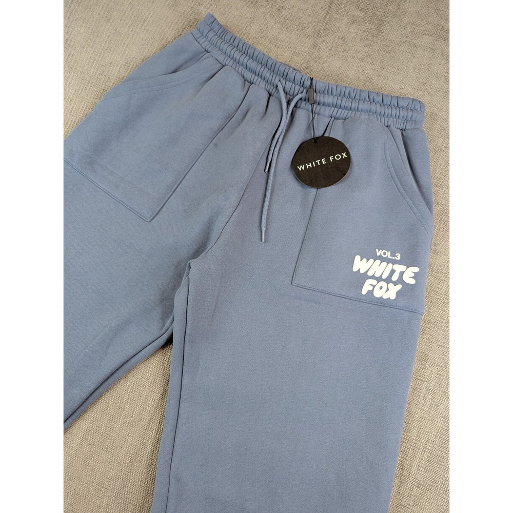 White Fox Offstage Sweatpants Womens M Ocean Blue Vol 3 Graphic Joggers NWT